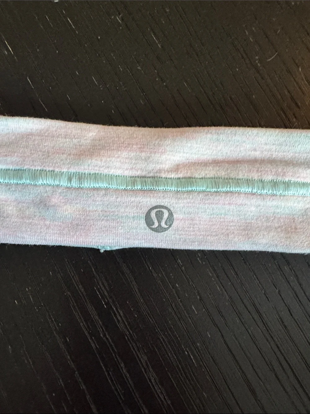 Lululemon athletica marled pink/mint stitched accent logo grippy headband. OS